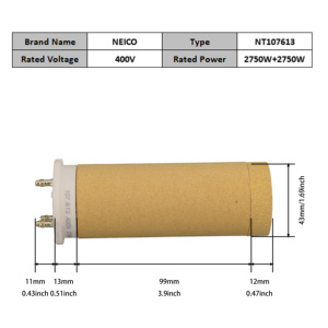107.613 400V 2750 2750W 5000Wセラミックコア発熱体44mm熱風溶接機用VARIANT T1/VARIMAT <span class=keywords><strong>V2</strong></span>/VARIMAT S