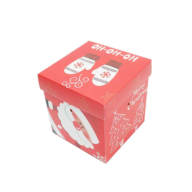 Diseño libre personalizado rojo Navidad decoración Chocolate caramelo regalo cajas de embalaje caja de papel corrugado para regalo de Navidad