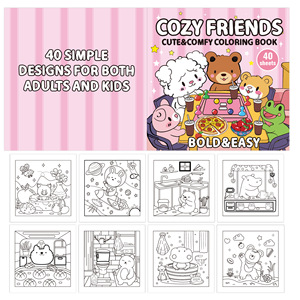 Cozy Friends Coloring <strong>Book</strong> for Adults &amp;Teens Custom Printing Cute and Cozy Bold &amp; Easy Designs Coloring <strong>Books</strong> for Kids - Product Image 2