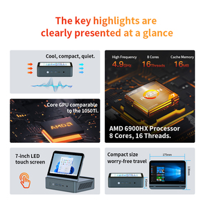 AMD 6900HX CPU Mini PC mit 7 "Bildschirm DDR5 RAM und M.2 PCIe 4.0 für immer sive Büroarbeit und kreatives Design Computer verwenden - Product Image 6
