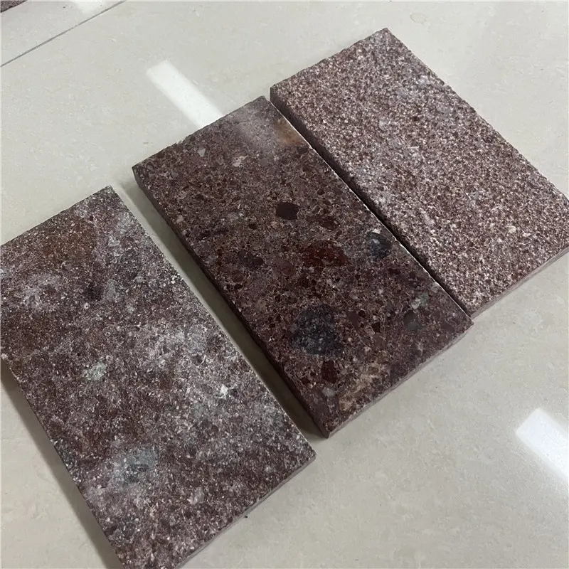 Cheap China Red Porphyry Stone Tiles For Outdoor Floor Flamed Red Granite Paving Stone brown granite steps