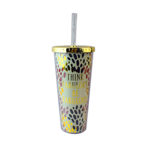 中国精选INEEDU双壁塑料不倒翁杯，带金盖和稻草，令人难以置信 - Product Image 5