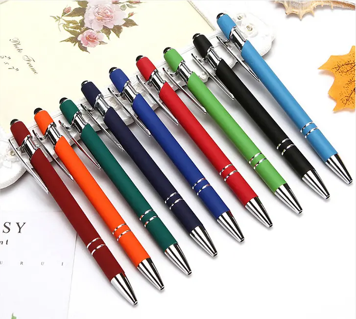 Bolígrafo De Metal 2 en 1 multicolor, bolígrafo con impresión de logotipo para todas las marcas, productos electrónicos de pantalla táctil, barato
