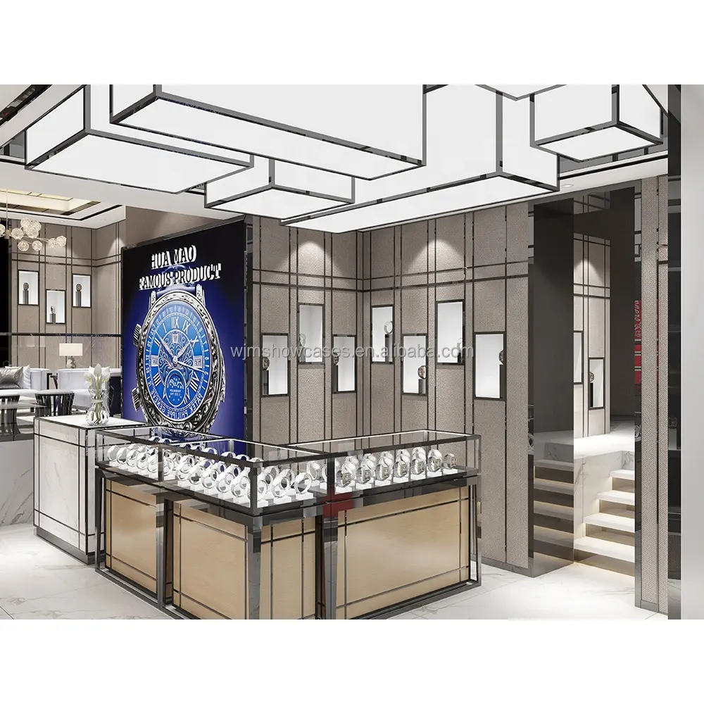 Expositor de relógio de luxo para loja de relógios, decoração de relógios, móveis de exibição de compras