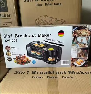Ev İşlevli kahvaltı kahve makinesi makinesi sıcaklık kontrolü kahvaltı sandviç makinesi 3 In 1 kahvaltı makineleri - Product Image 2