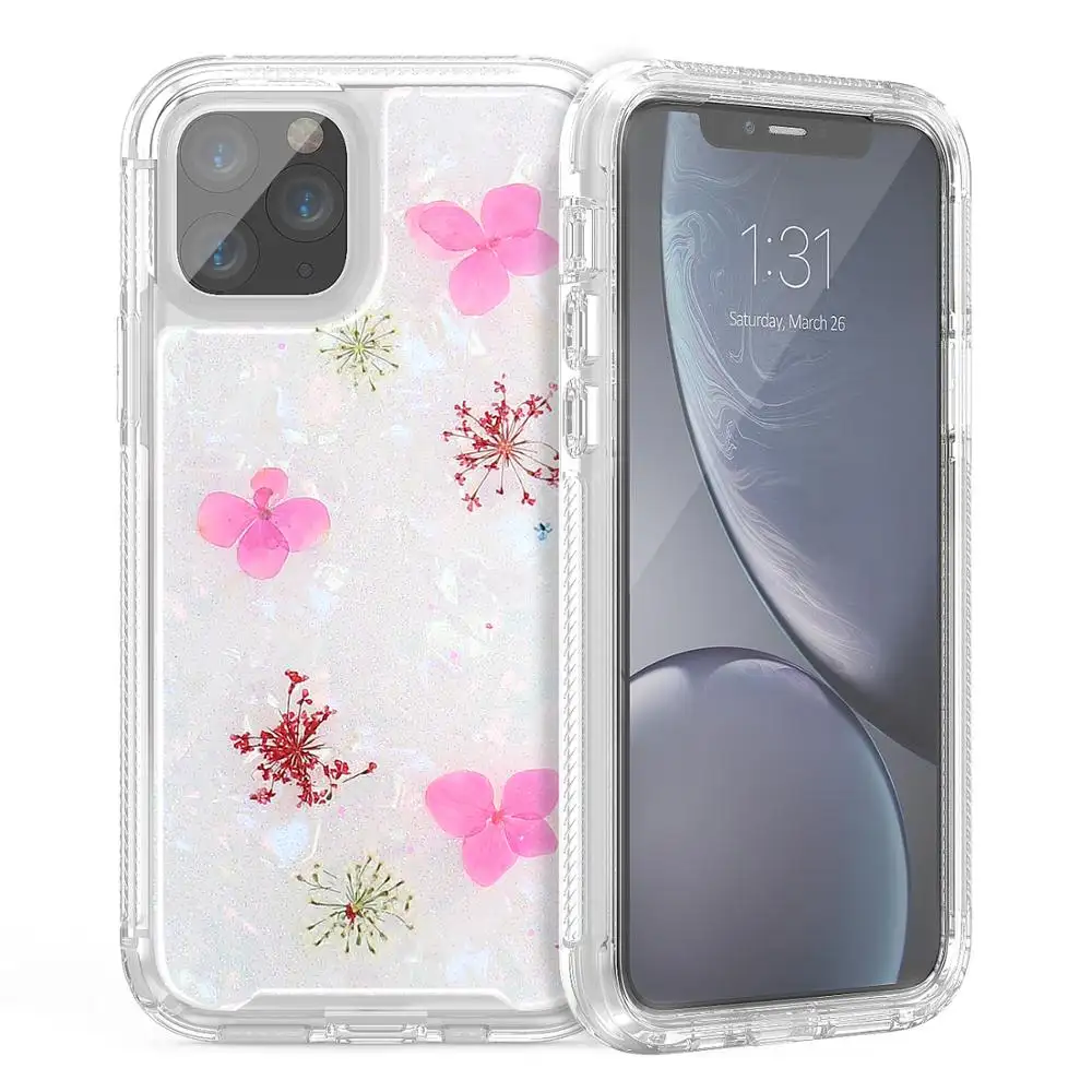 Casing Hybrid desain bunga asli anti guncangan, casing pelindung iPhone 15 14 Pro Max