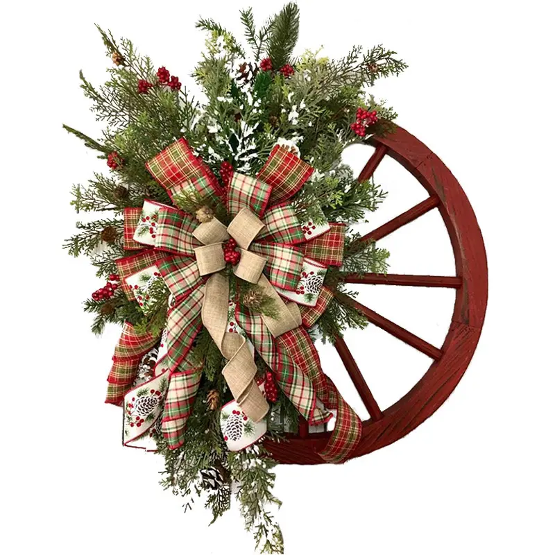 Roda de madeira para pendurar em pinha, decoração de natal, guirlanda de pinheiro, natal