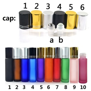 1/3 OZ 10 ML 6ml詰め替え空の黒い香水ガラスロールオンボトル、ローラーボール付き - Product Image 5