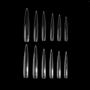 Sharp Ending Stiletto Nail <strong>Tip</strong> 12pcs/bag Salon Practice Thin sharp extra Long Half Cover Stiletto Artificial 12 Sizes Nail <strong>Tips</strong> - Product Image 3