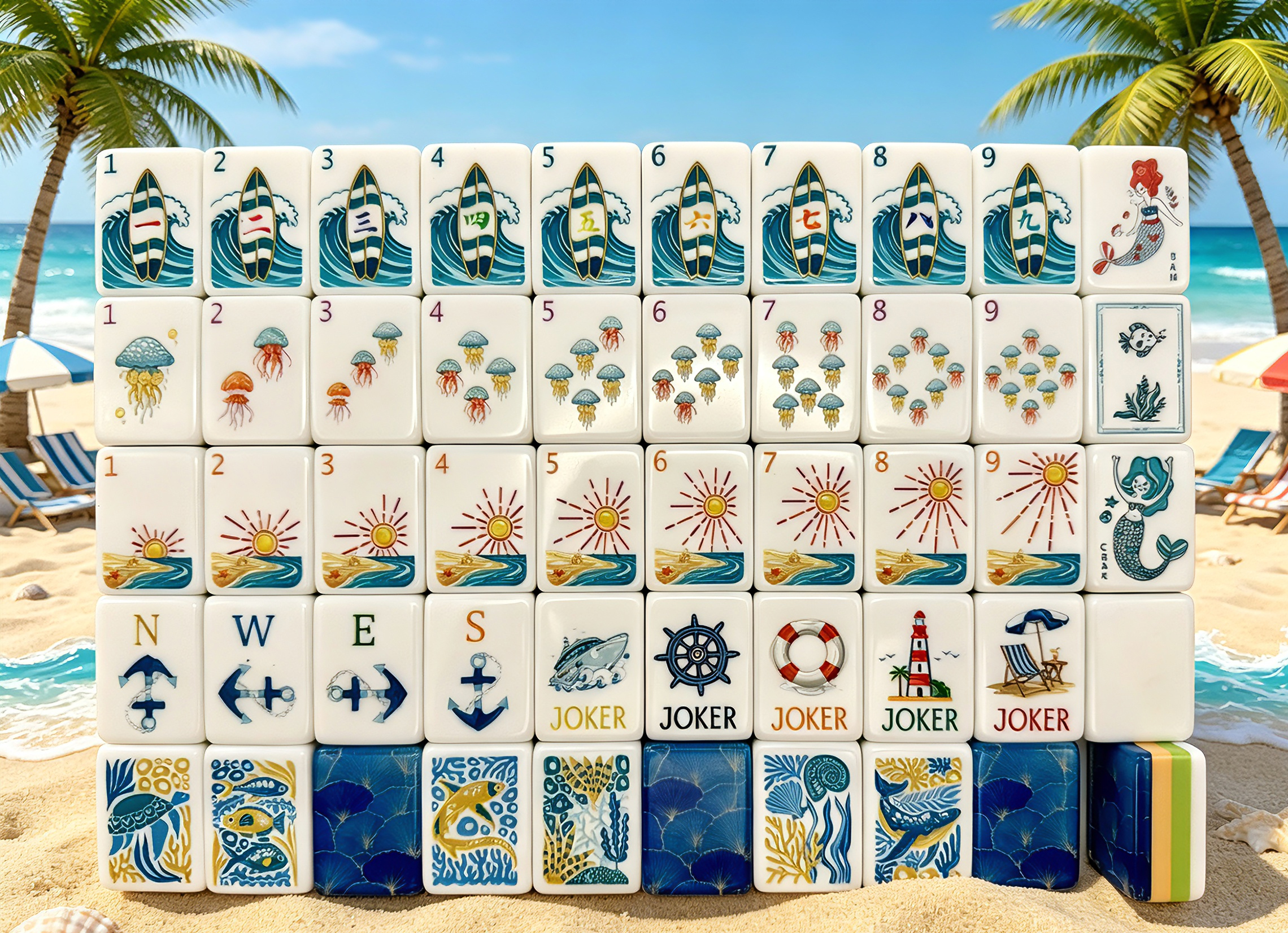 Océan bleu 160 Mahjong américain