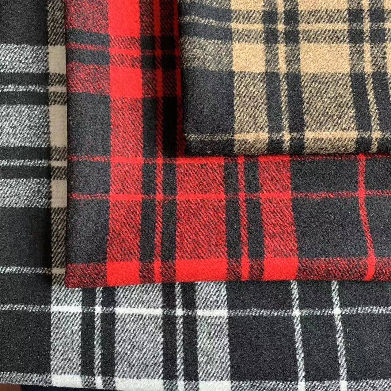 45Wool 320g/m plaid tweed thin flanged wool fabric men's and women's cotton wool fabric manufacturers straight hair
