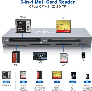 Tak ve çalıştır 6 in 1 USB3.0 5Gbps tipi C SD TF MS XD CF CFast kamera kart okuyucu PC Tablet dizüstü cep telefonu için - Product Image 3