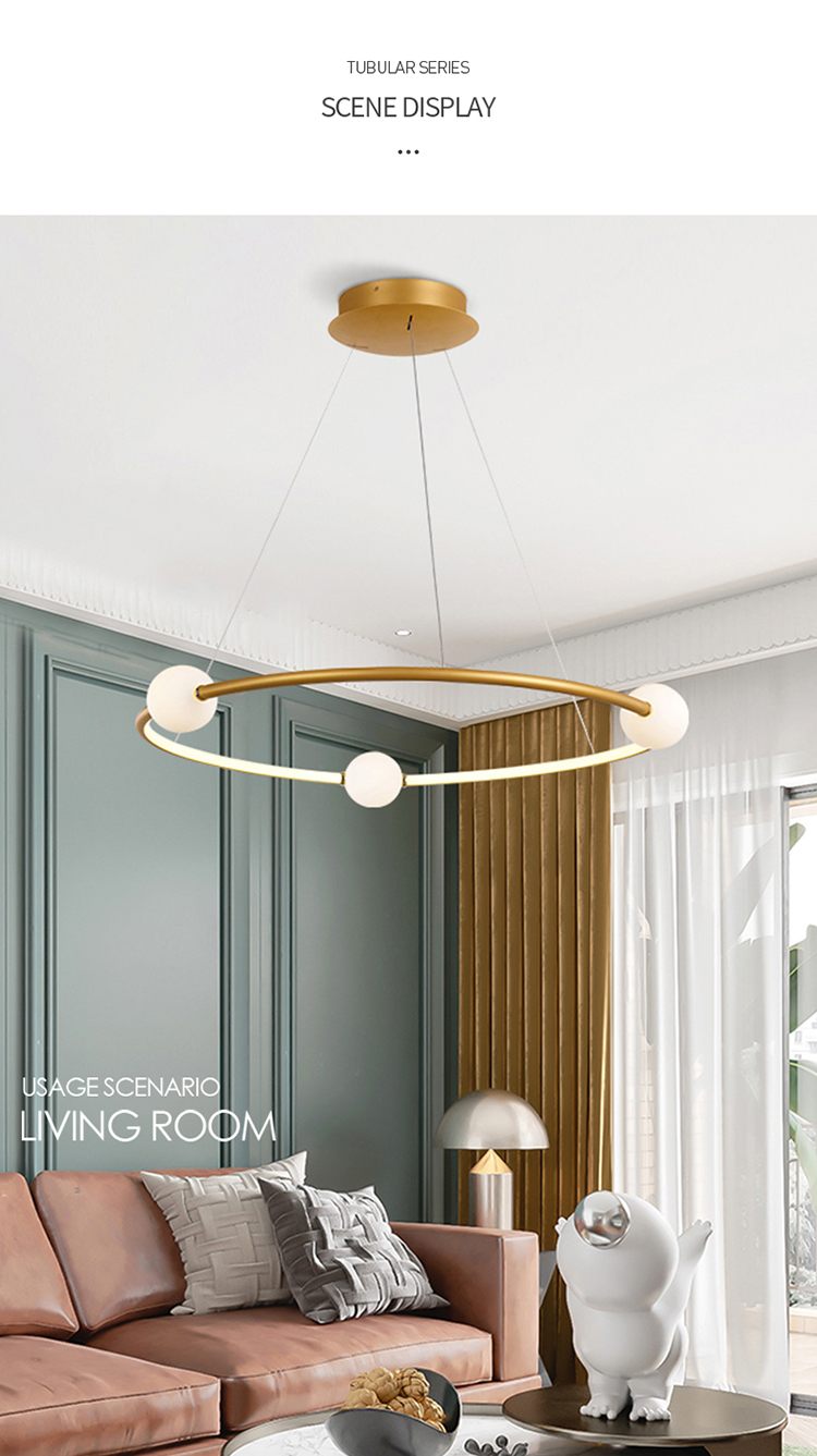 Zun Design ring round circle bamboo led chandelier flat pendant 3 light lamps modern  luxury light for dinning