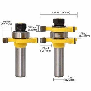 2pcs Tongue and Groove Router Bit Set <strong>1</strong>/2&quot; X <strong>1</strong>/<strong>4</strong>&quot; - <strong>1</strong>/2&quot; Shank Woodworking <strong>Cutter</strong> Tenon <strong>Cutter</strong> for Woodworking Tools - Product Image 1