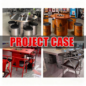 Chuyên Nghiệp Nhiệm Vụ Nặng Nề Kim Loại <span class=keywords><strong>S</strong></span>ắt Lẩu Bảng Thịt Nướng Cửa Hàng Thùng Dầu <span class=keywords><strong>S</strong></span>ắt Bàn Ghế Bộ - Product Image 6