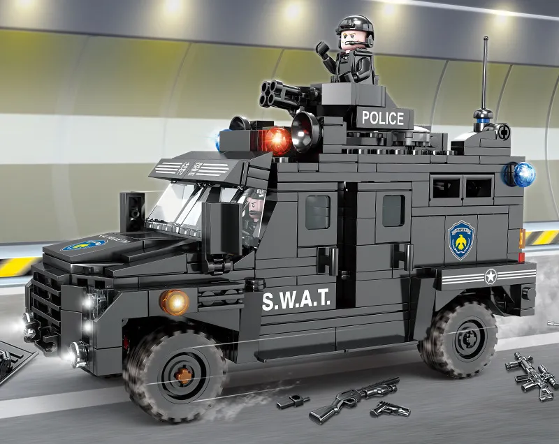 Mosaik set balok susun, mainan edukasi Hadiah kendaraan militer cocok mainan legoinglys 2022