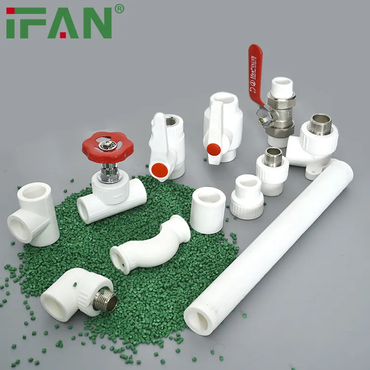 IFAN White Injection Plumbing Materials PN25 Water PPR Fitting Elbow Tee Cap 20-110mm Pipe PPR Fittings