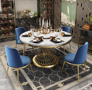 柜台高度经典玫瑰金钢侧浴室当代边桌大理石12座餐桌 - Product Image 2