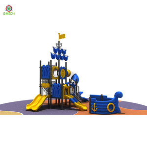 Hersteller Kindergarten Outdoor Kinder Piraten schiff Form Kunststoff Rutsche Spielset Vergnügung spark Spielplatz Ausrüstung