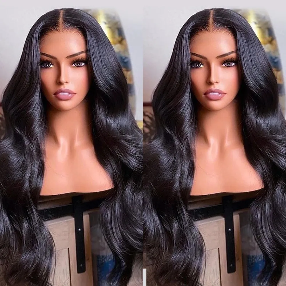 Perruque Lace Frontal Wig 360 naturelle malaisienne, cheveux humains, Body Wave, Loose Water Wave, 30/40 pouces, pour femmes africaines