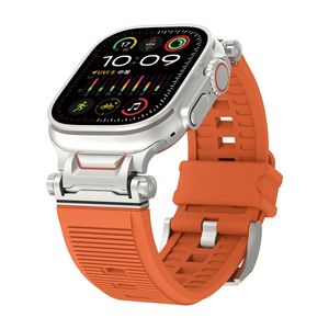 Apple için izle Ultra 2 spor silikon Apple saat bandı kayış Mecha şerit Metal kafa silikon kayış - Product Image 6