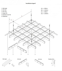Decorative Metal Open Cell <strong>Ceiling</strong> System Commercial Plafond 10 X 10 Aluminum <strong>Grid</strong> <strong>Ceilings</strong> - Product Image 2