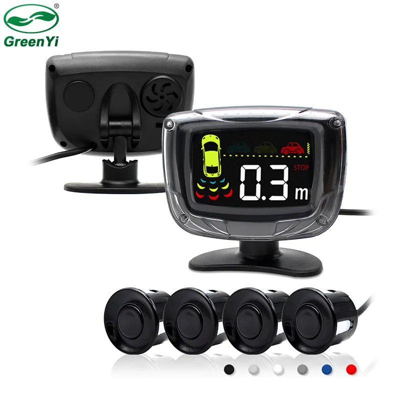 P500 4 sensores 22mm LCD Sensor del estacionamiento del coche Radar de marcha atrás Detector ultrasónico Parktronic 6 colores