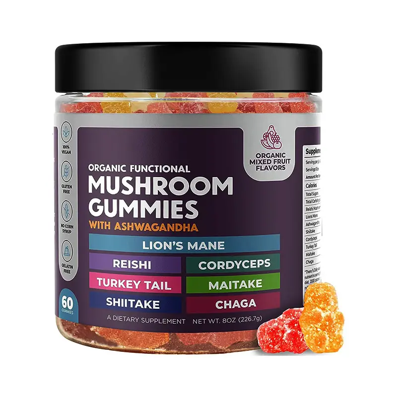 Productos más vendidos 2023 Private Label Nootropics Cerebro Suplemento Soporte para Focus Energy Mushroom Gummies