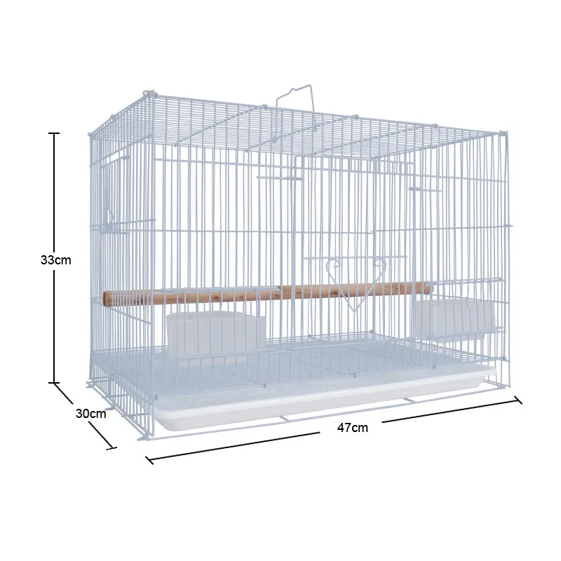 Gabbia in filo di ferro da 60cm gabbie per allevamento di uccelli in perroquet importa gabbia per uccelli pappagallo bianco di qualità con supporto