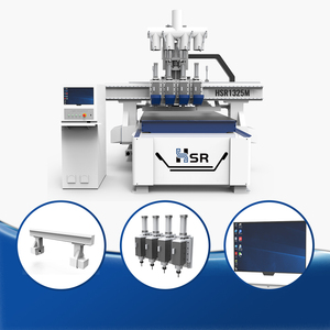 Hausser Heavy Duty 1325 Máquina de corte de madera CNC de anidamiento Enrutador de madera de varios cabezales Máquina de enrutador CNC Atc de 3 ejes para muebles
