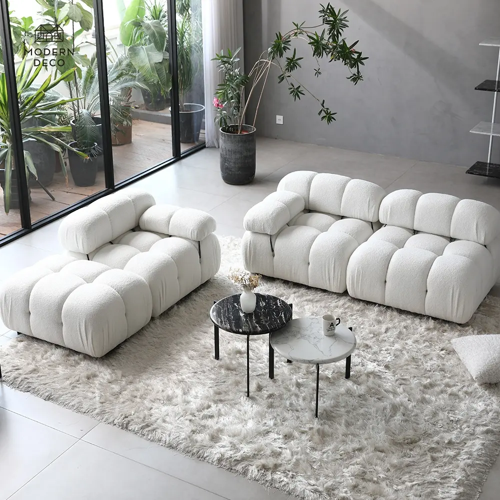 Ensemble de canapé en tissu à boucle sectionnelle moderne pour meubles de salon