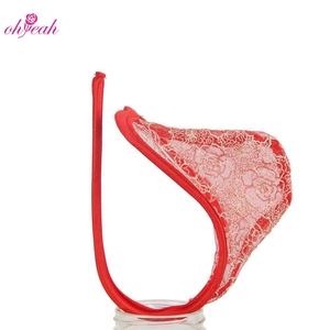 Bordado rojo ver a través de transparente C String Panty Homme Sissy Pantie,C-string para hombres - Product Image 3