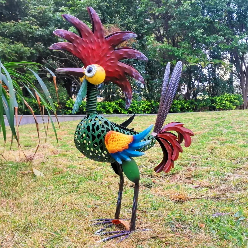 Patung rumput, burung lucu burung 3D taman besi hewan