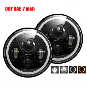 IP68 DOT E9DRLアングルアイアンバーターンライト60W12Vラウンド7インチ<span class=keywords><strong>LED</strong></span>ヘッドライトジープラングラーハーレーモーターサイクル用