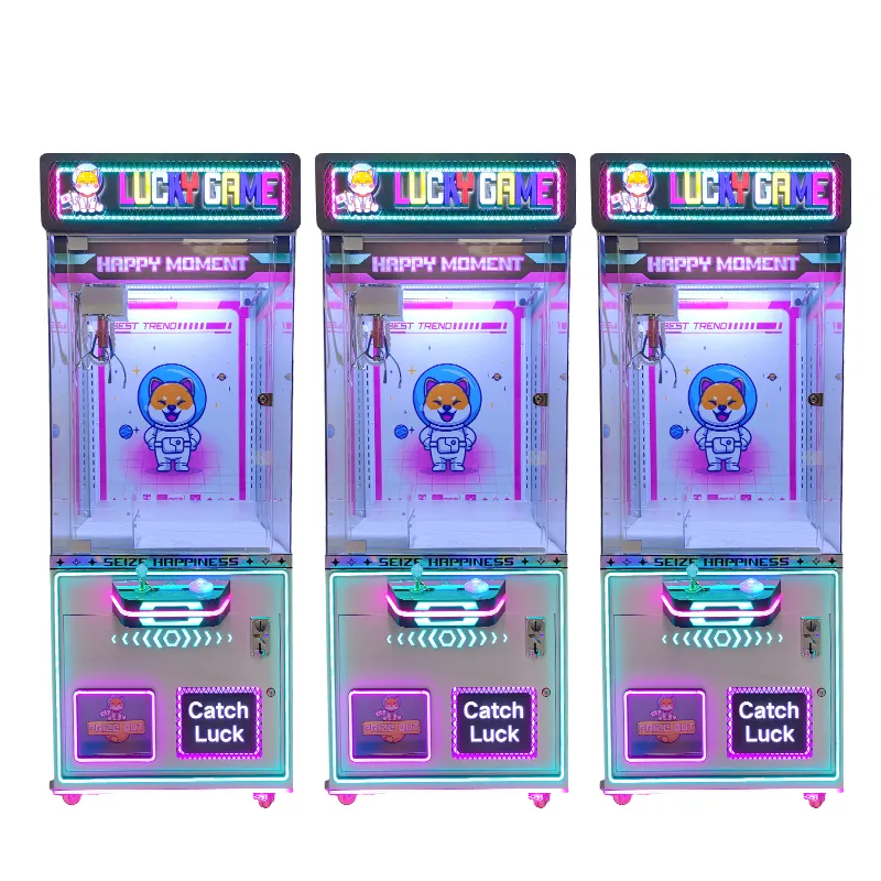 Eğlence parkı arcade peluş bebek pençe makine oyuncak pençeli vinç oyun makinesi oyun eğlenceli neon catcher pençe makinesi