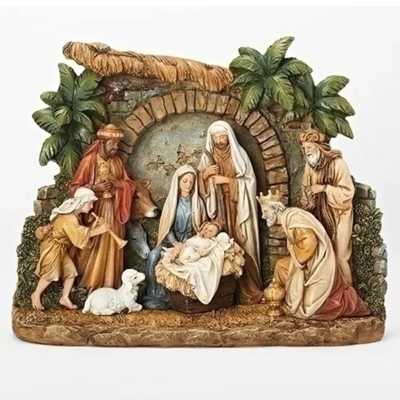聖なる家族のキリスト降誕のシーンの置物クリスマス装飾樹脂イエス像宗教セット
