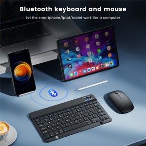 Teclado y ratón inalámbricos BT universales portátiles de 10 pulgadas para iPad Pro 11 12,9 10,5 Air Tablet ordenador portátil teclado con cable - Product Image 2