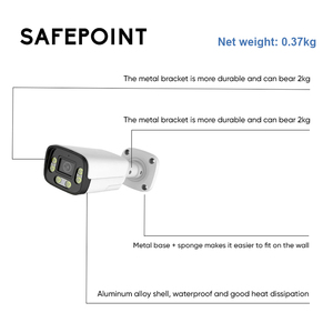 Câmera de Segurança Comercial IP66 à Prova d'Água 2MP/3MP/4MP POE Bullet com Visão Noturna IR de 50m para Edifícios Comerciais - Product Image 5