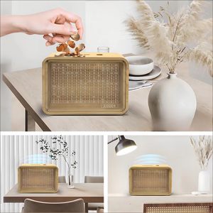 Adults bambu para kutusu tek parça bambu tasarruf kutusu nakit sikke Retro para tasarruf kutusu sayaç ile yetişkinler için çocuklar - Product Image 3