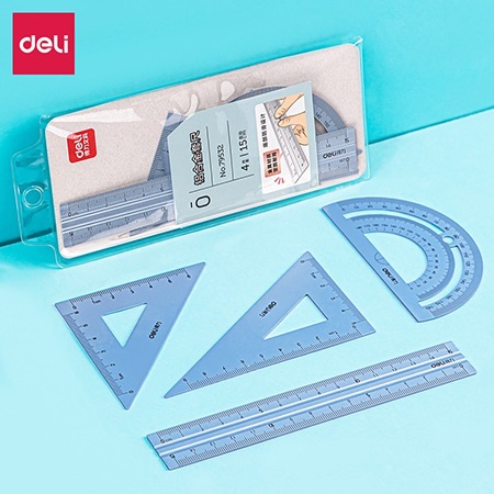 Deli 79532 Regla con funda metálica Funda azul