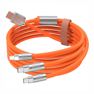 <strong>Factory</strong> Best-Selling 1.2m Type C <strong>USB</strong> Cable Fast Charging Data Cable Zinc Alloy Liquid Silicone 3 in 1 Android Devices - Product Image 1