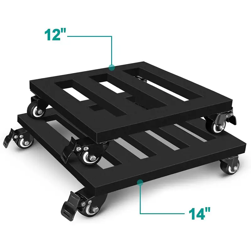 Robusto supporto per piante in metallo resistente da 2 "con ruote, ampiamente utilizzato saldato da tubi quadrati in acciaio per barili di whisky