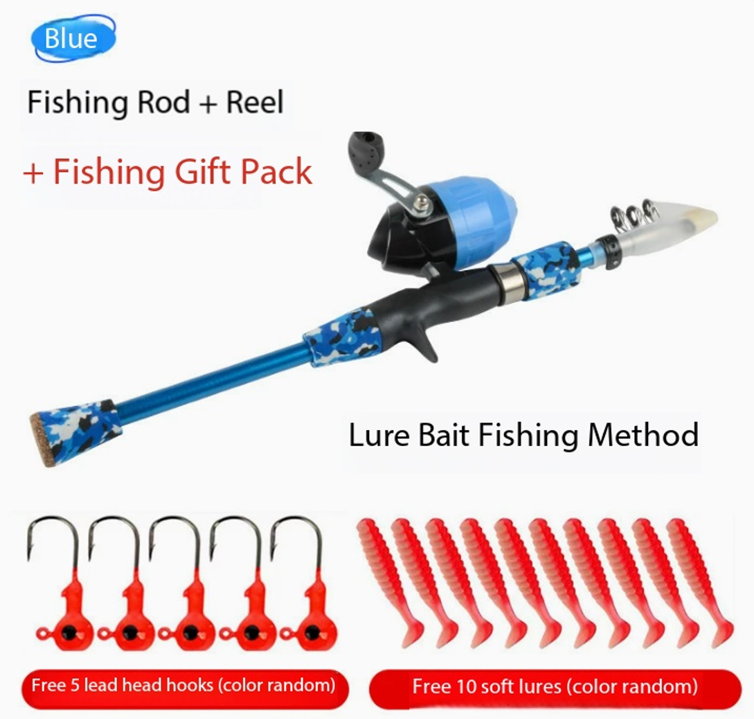 Set da Pesca Blu + Combo Esca Morbida con Testa Jig