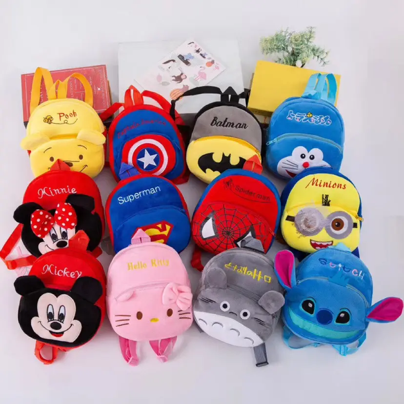 Precio bajo al por mayor Popular famoso clásico de dibujos animados niños Mochila De felpa bolsas para niños