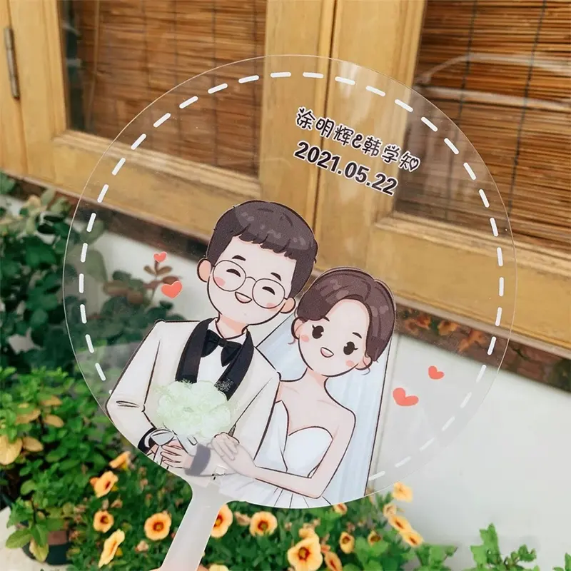 Custom KPOP Star Party Wedding Round Transparent PVC Plastic Hand Fan