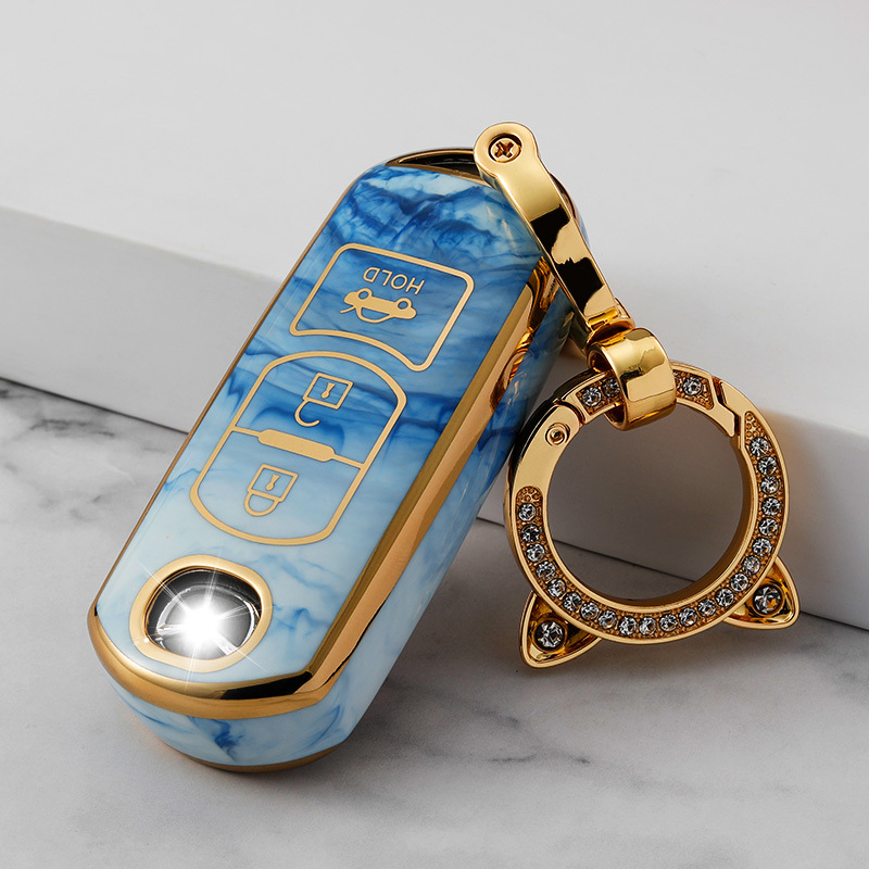 3 Button Blue+Key Ring