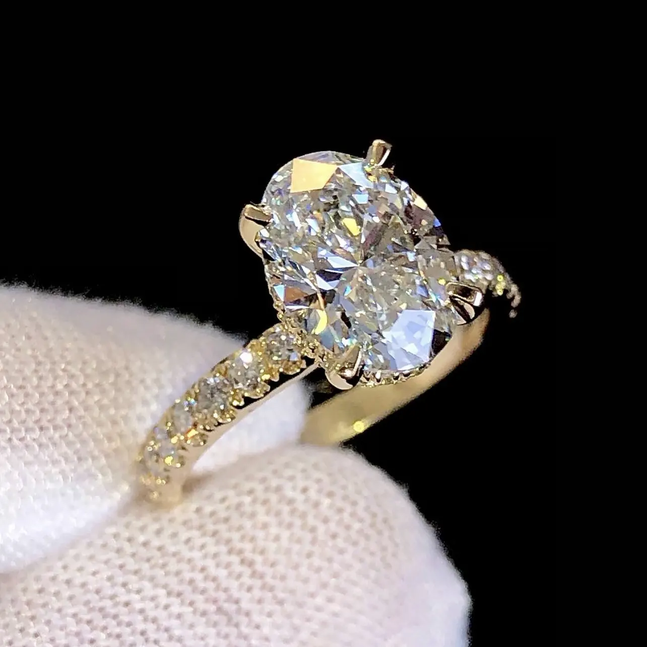 Conjunto de anillos de compromiso de Plata de Ley 925 y diamante de corte ovalado, joyería de compromiso, oro Real, 9K, 14K, 18K, gran oferta