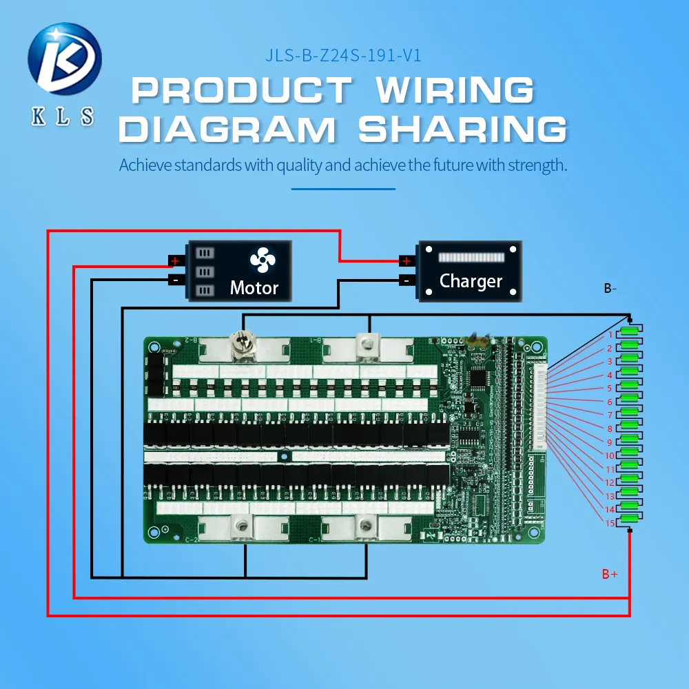 KLS LFP LiFePO4 BMS 7S 24V 100A NMC electric scooter tour bus Battery Pack Management System BMS