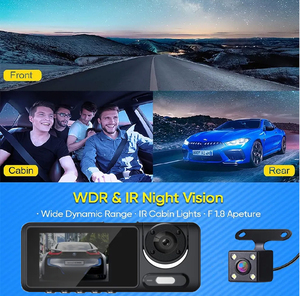 3 <strong>Channel</strong> Car DVR HD 1080P 3-Lens Inside <strong>Vehicle</strong> Dash CamThree Way Camera DVRs Recorder Video Dashcam Camcorder