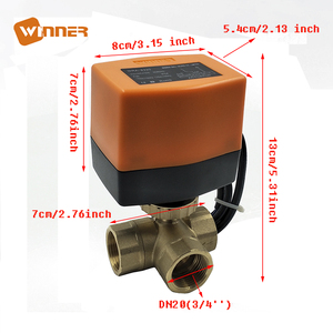 温维尔阀供应商24VDC水流控制阀1/2 ''3/4'' 1 ''电动致动器3路黄铜球阀 - Product Image 4